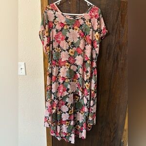 Cha Cha Vente Floral Dress/Coverup - Pink and Green